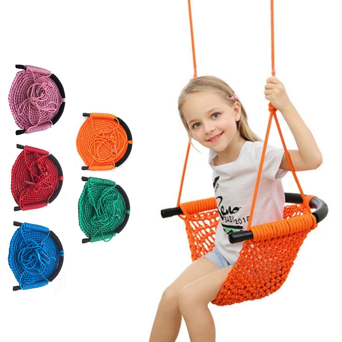 Balanço infantil de tecelagem Corda rede rede bebê família cadeira suspensa para brinquedos de quintal jardim ao ar livre