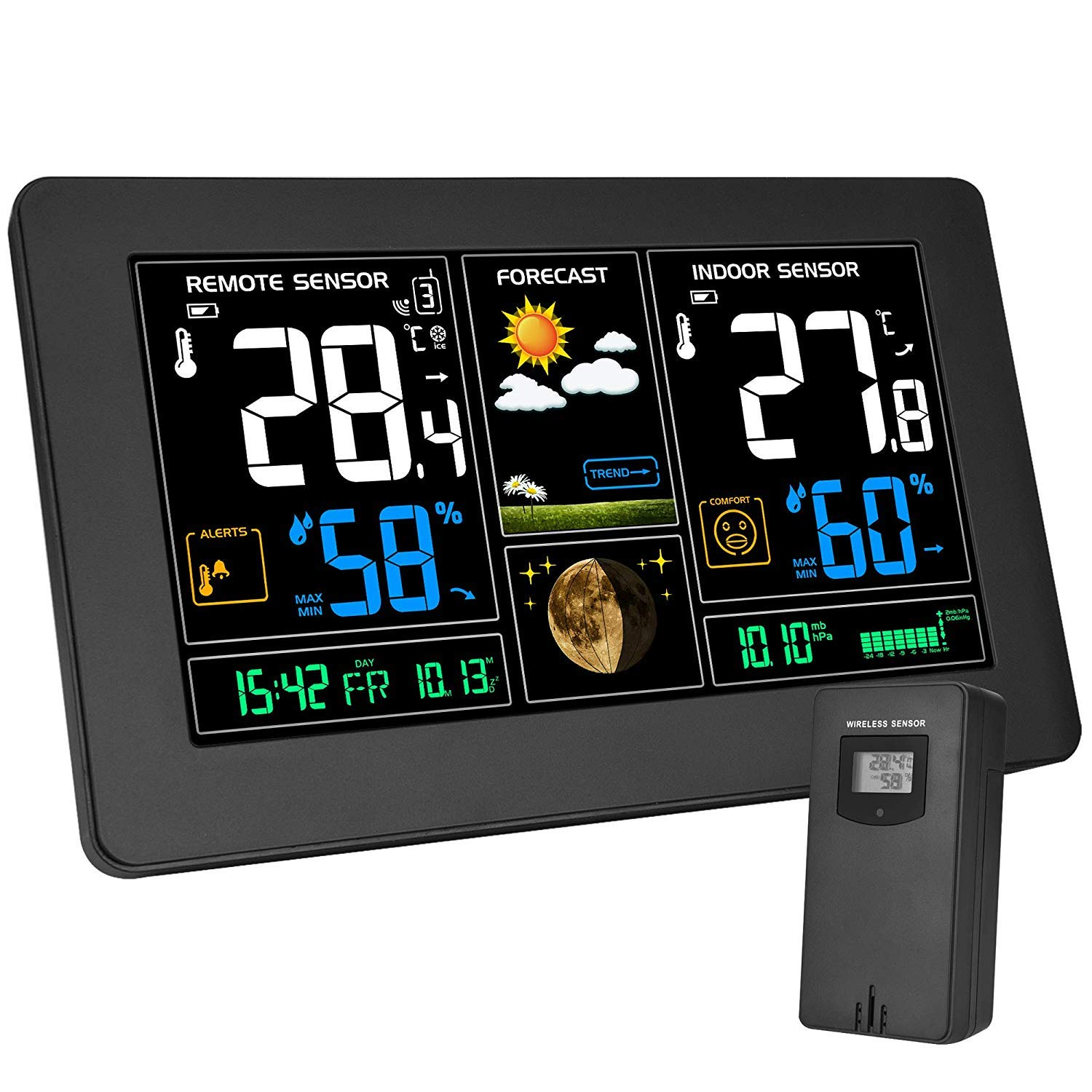 

Mohoo EU/US/UK Color Big Screen Weather Forecast Clock Wireless Radio Multifunction Electronic Alarm Temperature Humidit
