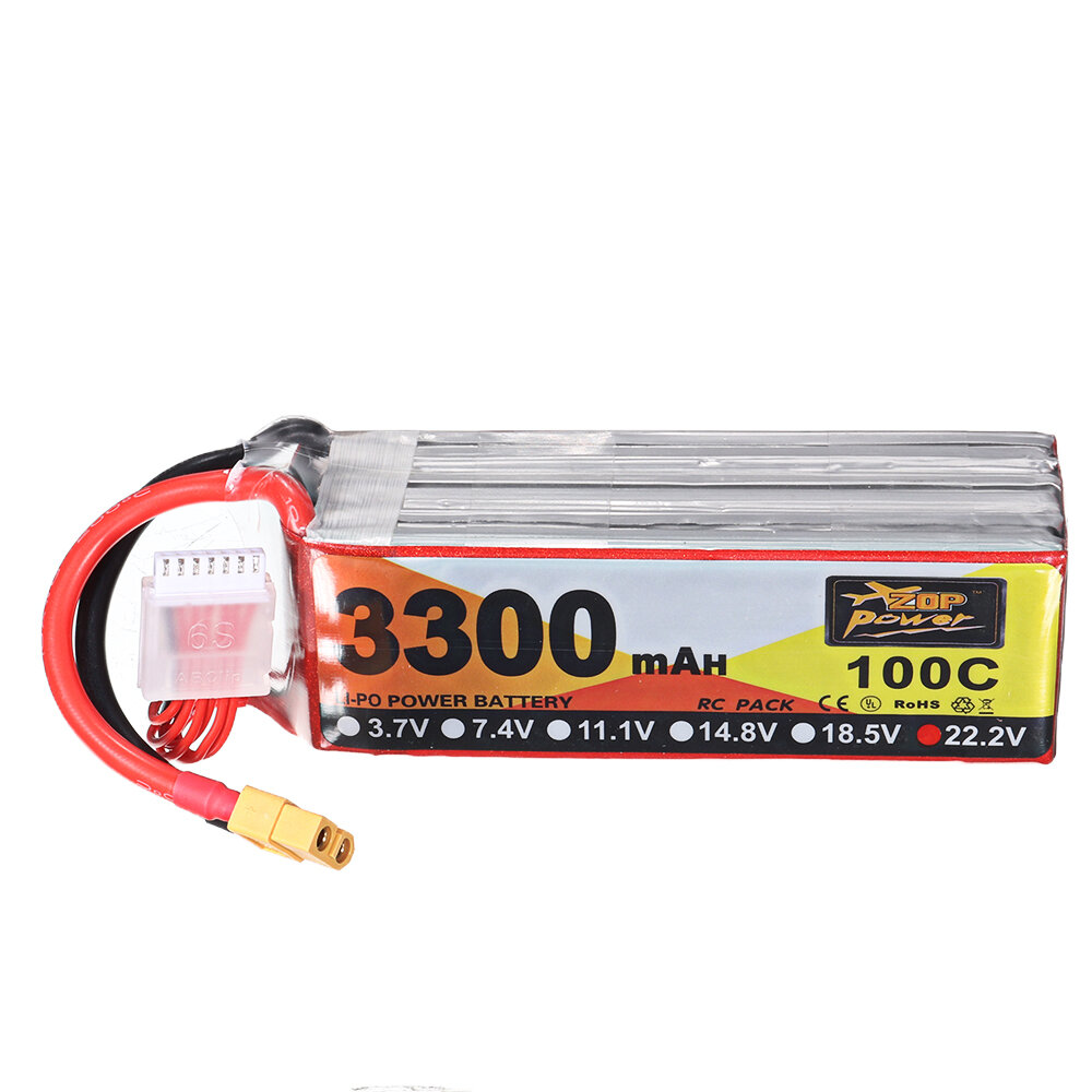 ZOP Power 22.2V 3300mAh 100C 6S Lipo Bateria XT60 Plug para RC Racing Drone