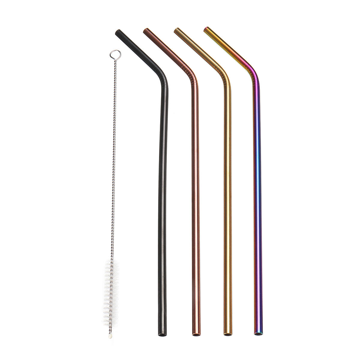 Stainless Steel Metal Drinking Straws Set Kit Reusable Fits Party Bar Decor 