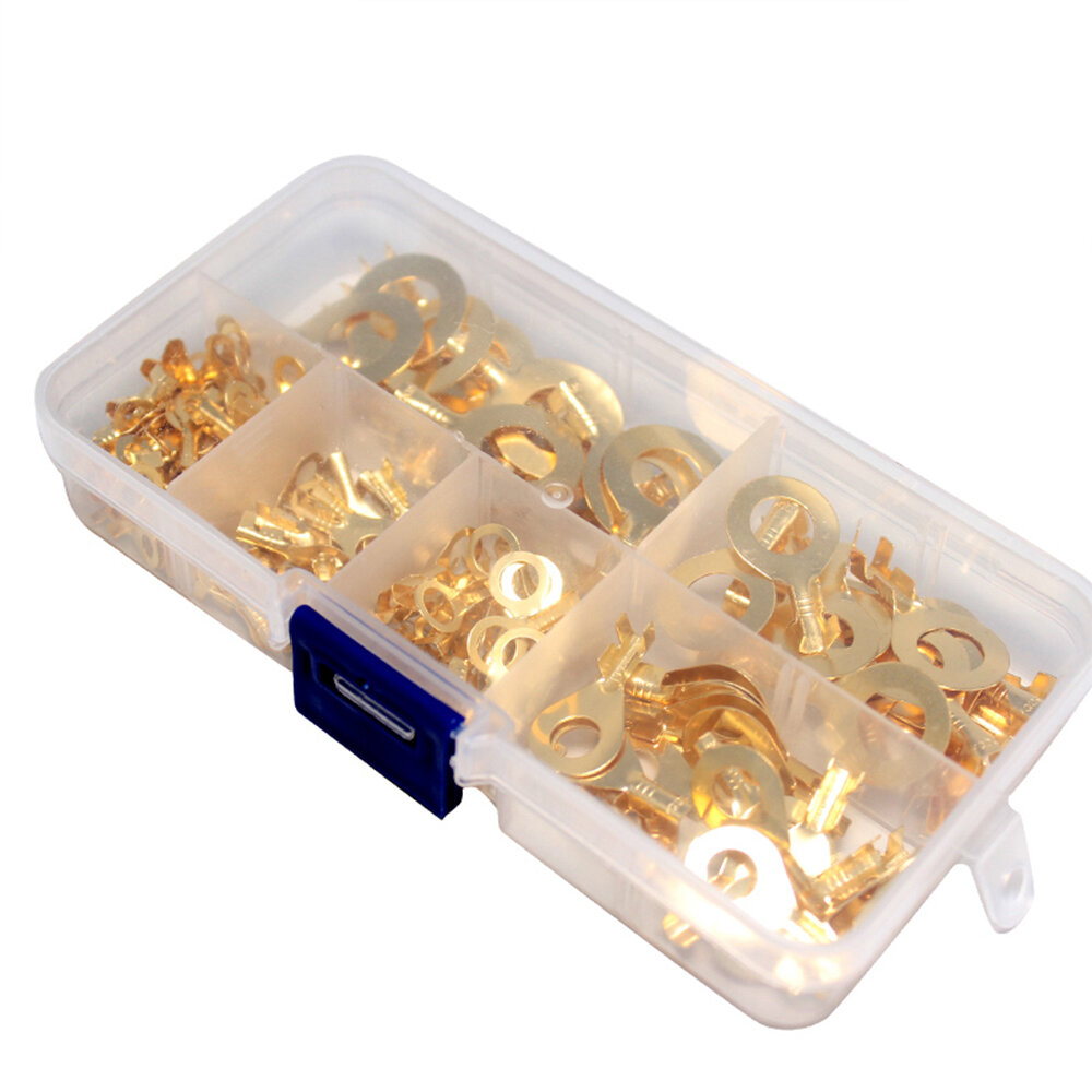 

150/300/540 PCS M3/M4/M5/M6/M8/M10 Ring Lugs Eyes Copper Crimp Terminals Cable Lug Wire Connector Non-insulated Assortme