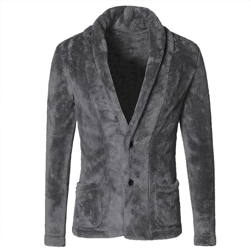 Charmkpr mens casual winter fleece warm v-neck solid color coats Sale ...