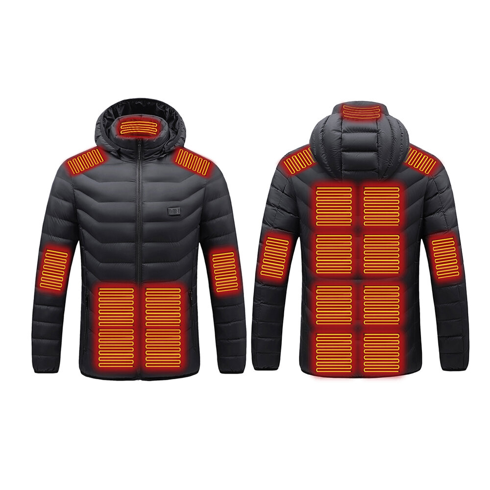 Στα 31.16 € από αποθήκη Κίνας | TENGOO HJ-15 Heated Jacket 15 Heating Zones USB Charging Thermal Warm Jacket Motorcycle Men’s Heated Hooded Coat Outdoor Sportswear