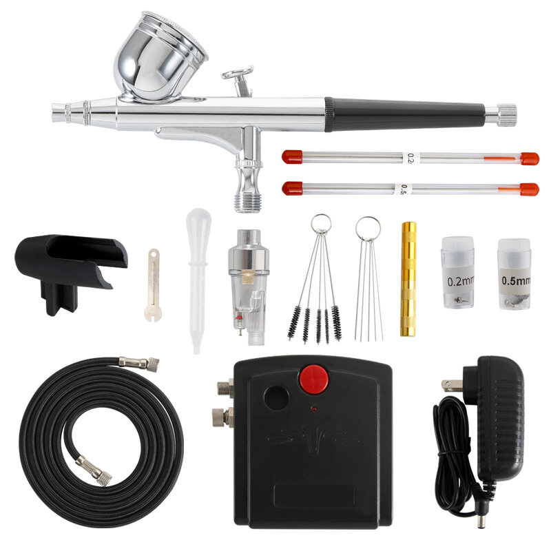 

AGILE TC-100 Mini Air Pump Airbrush Set with Compressor 0.3mm Sprayer Airbrush Kit for Nail Airbrush for Model/Cake/Car