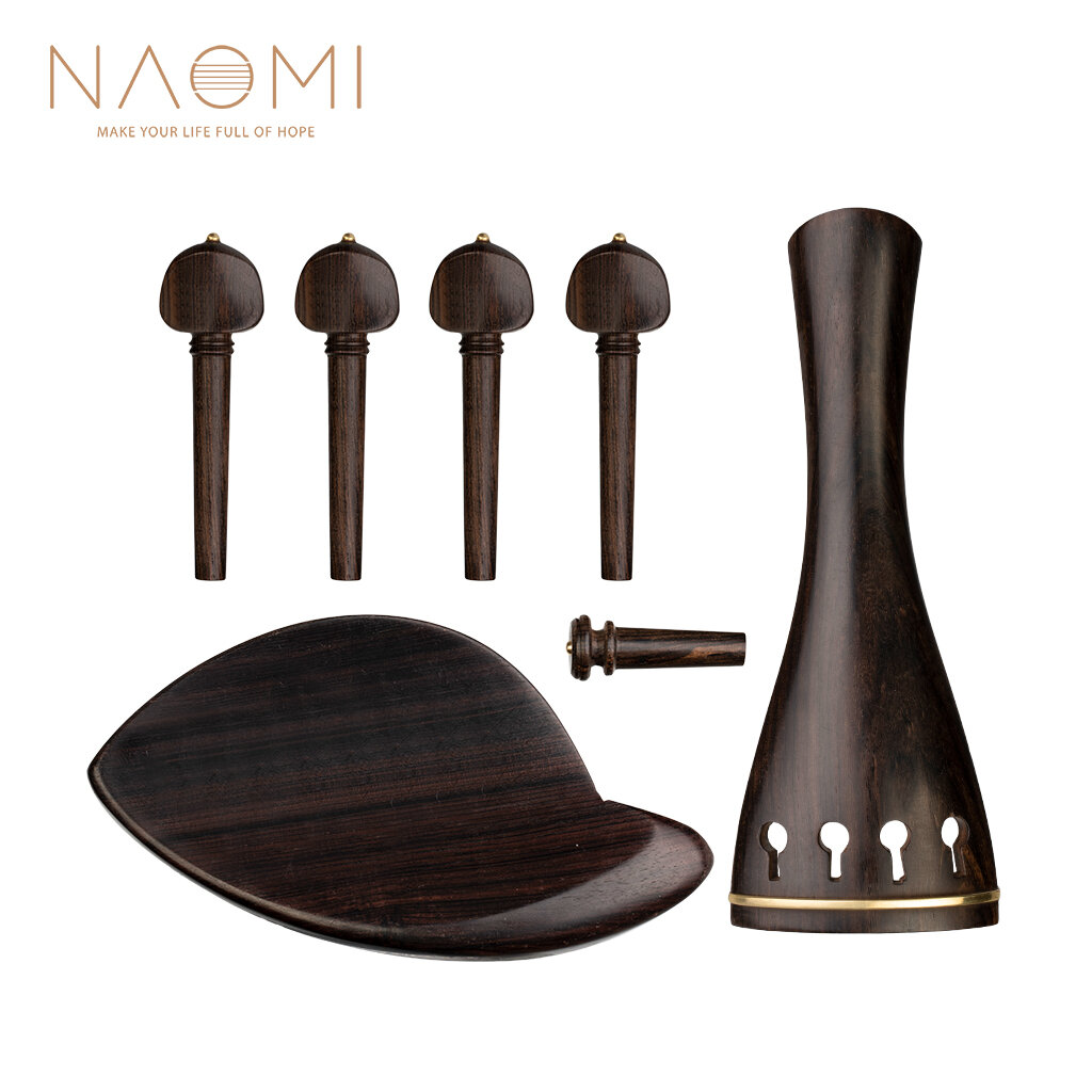 NAOMI Ebbenhout Viool Accessoires Set Staartstuk + Kinsteun + Eindpin + 4 Stemsleutels Viool Reparer