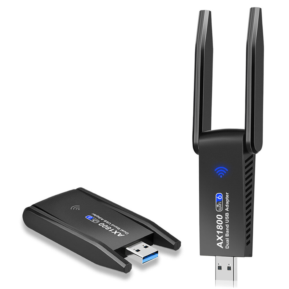 

AX1800 USB3.0 1800Mbps WiFi6 Adapter Dual Band 2.4G/5G Wireless Network Card WiFi Receiver with 2 External Antennas