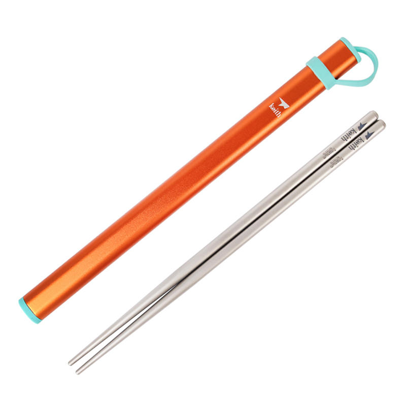Keith Ti5820 Titanyum Ultralight Chopsticks Seyahat Kamp Piknik Masaüstü Eşyaları Tutucu Metal Kare