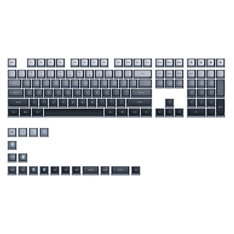 

SKYLOONG GK7 126 Keys Mechanical Keyboard Keycaps Set PBT Twilight White—Black Transparent Jelly Keycap for Mechanical K