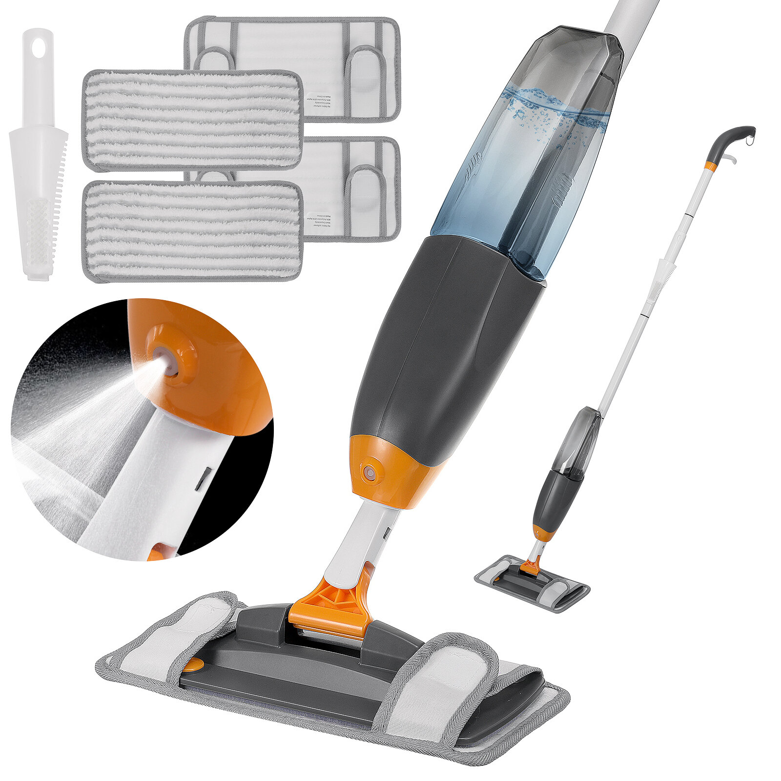 

Floor Cleaning Spray Mop Dry Wet Wood Floor Mop w/ 360° Swivel Head 4PC Washable Mop Pads & 18.6oz/550ml Refillable Bott