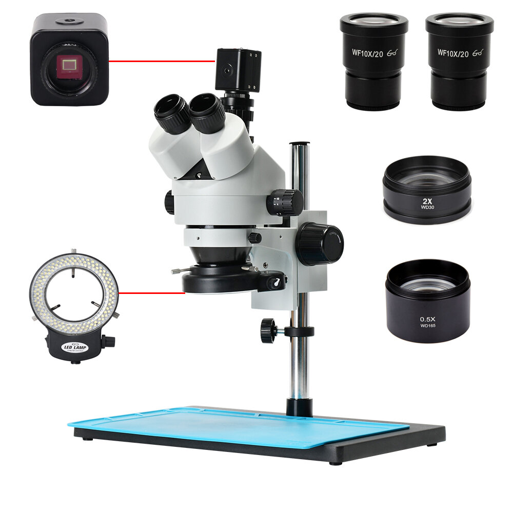 

24MP HDMI Digital Microscope Camera 3.5X-90X Simul-Focal Trinocular Stereo Microscope Soldering PCB Jewelry Repair Kit