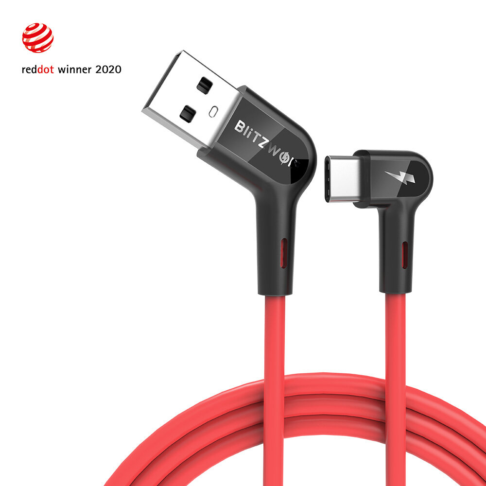 

[10 Pack] Blitzwolf® BW-AC1 3A 90°Right Angle USB A to Type-C Data Cable 3ft Reddot Award 2020 for Gaming Phone Huawei P