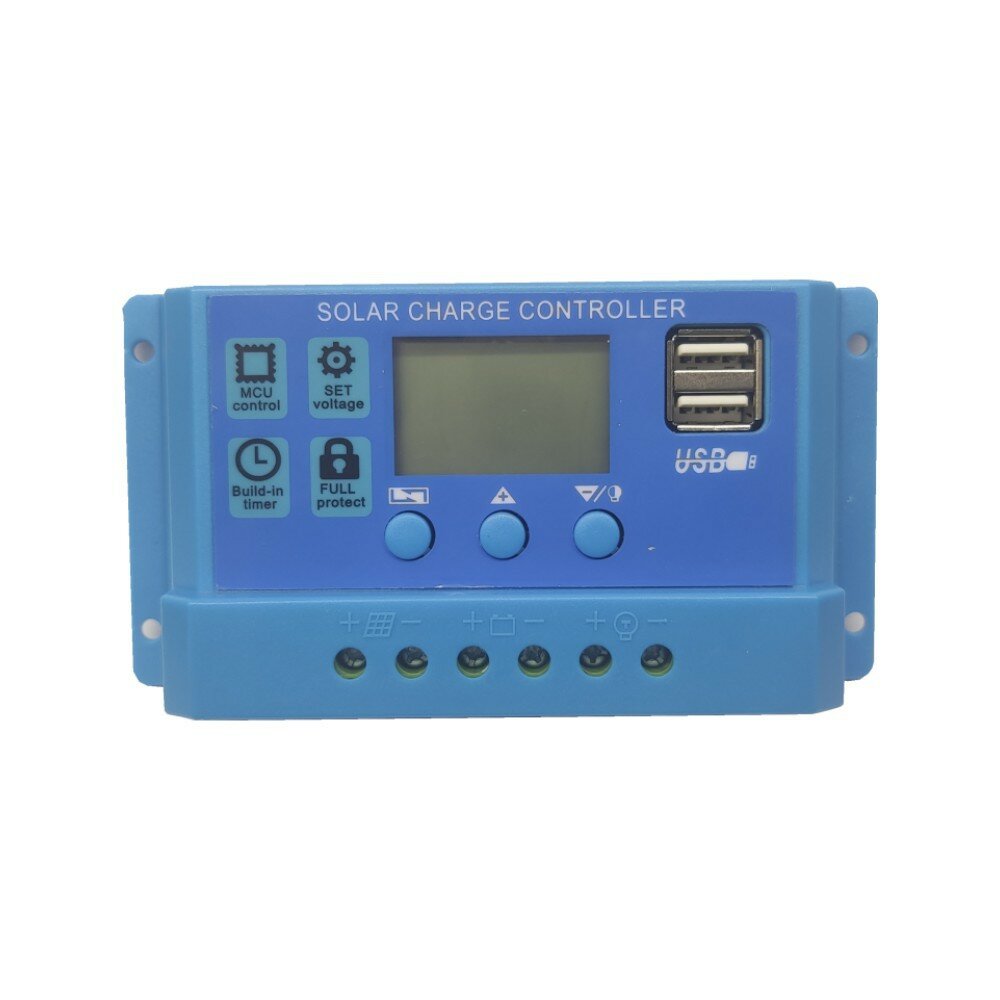 

11.1V 12V 10A 20A 30A PWM Solar Charge Controller Over-Voltage Over-Current Over-Heating Protection LCD Display