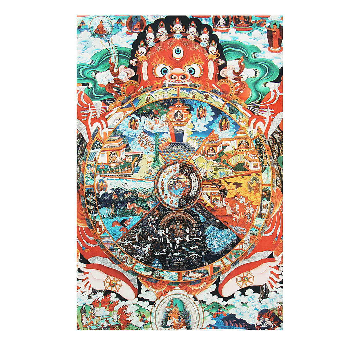Zijden Doek Schilderij Tibet Borduurwerk Zijden Doek Samsara Amitabha Thangka Tibetaans Boeddhistisc