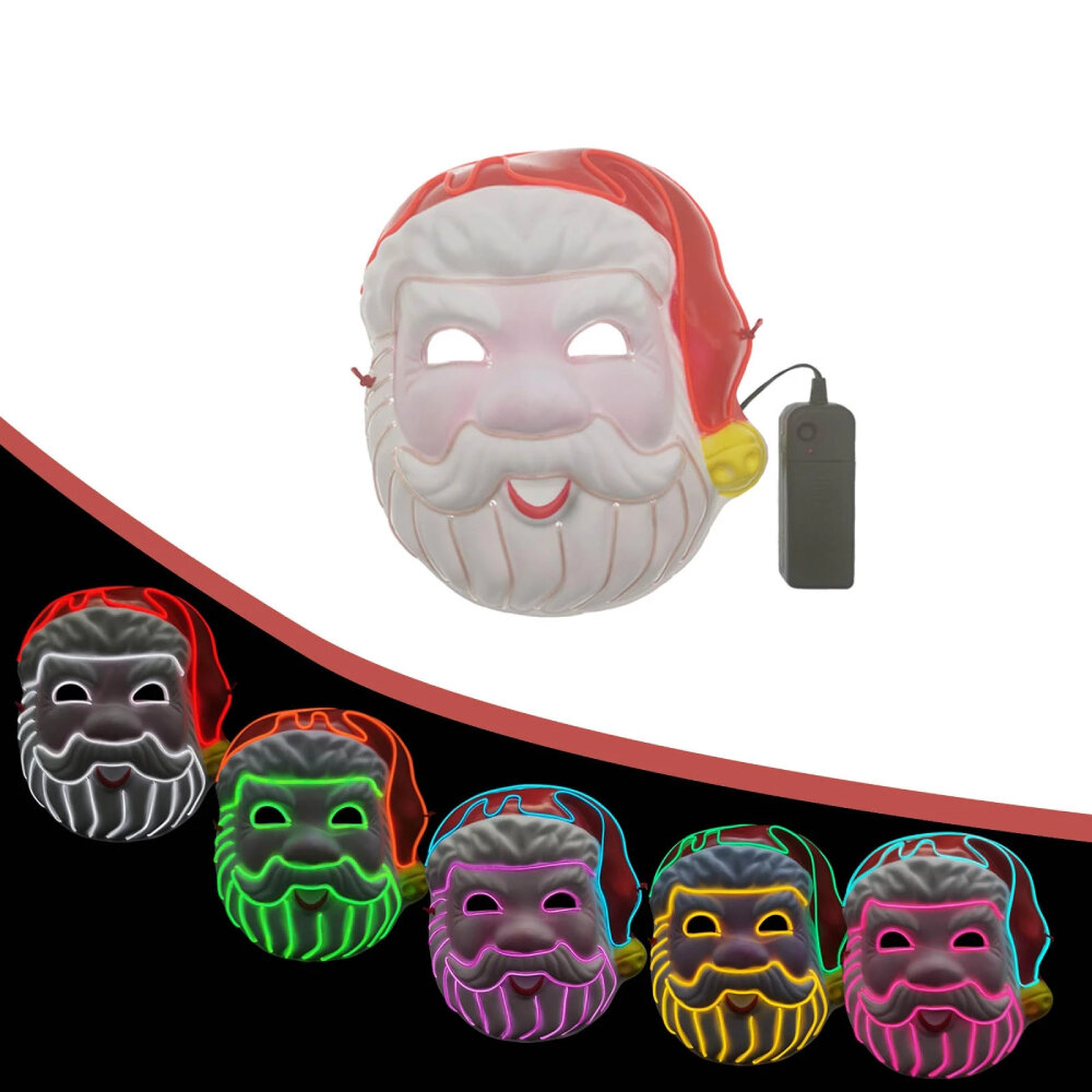 Christmas Cosplay Santa Claus Shape EL LED Light Up Mask For Festival Parties Costume Decoration Party Masks for Glow Pa