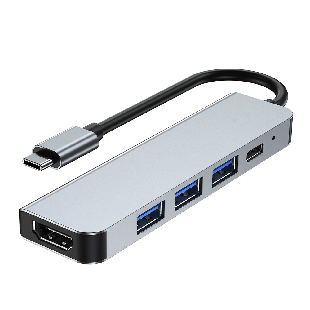 5 in 1 USB-C hubsplitter Type-C Dockingstation met USB3.0 USB2.0 USB-C PD 87W 4K HDMI-compatibel voo
