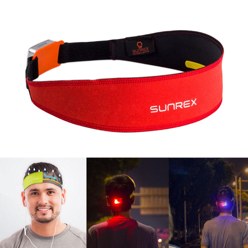 SUNREI?SUNREX?hoofdband?Outdoor?loopgordel?fitness Yoga Anti-transpirant band met waarschuwingslampj