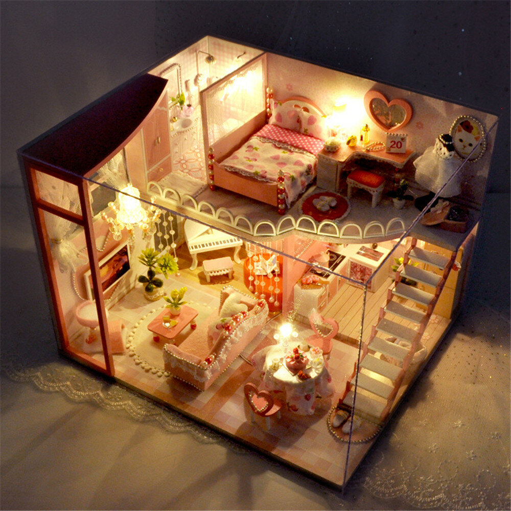 TIANYU TC40 Dream Loft Edition DIY Poppenhuis Handgemonteerd Model Creatief cadeau met stofkap
