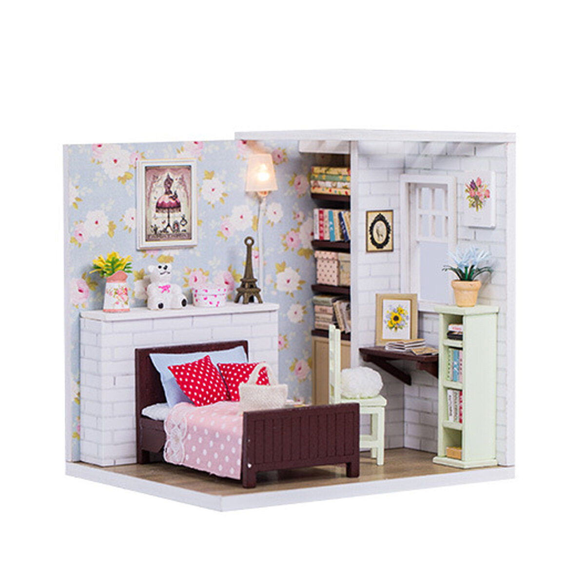 DIY Mini Dollhouse Princess Girls House Wooden Furniture Kit Handmade Miniature House Creative Assembling Doll House Toy