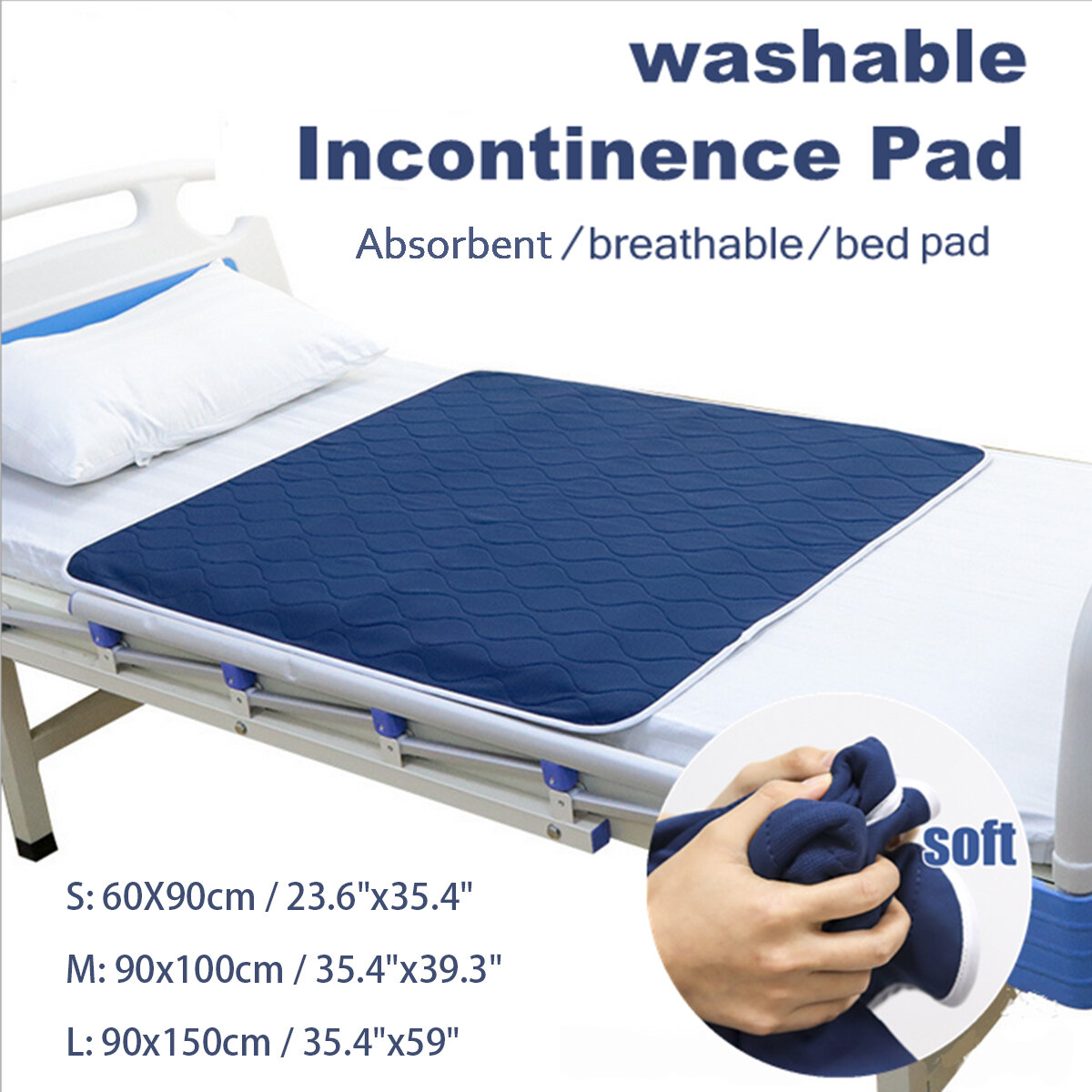 3 Sizes Underpad Washable Absorbent Bed Pad Incontinence Reusable Mattress Protector Underpad Washable For Incontinence