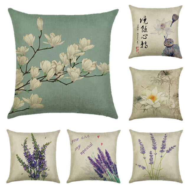 Honana 45x45cm Home Decoration Flowers and Plants Design Patterns Cotton Linen Pillow case
