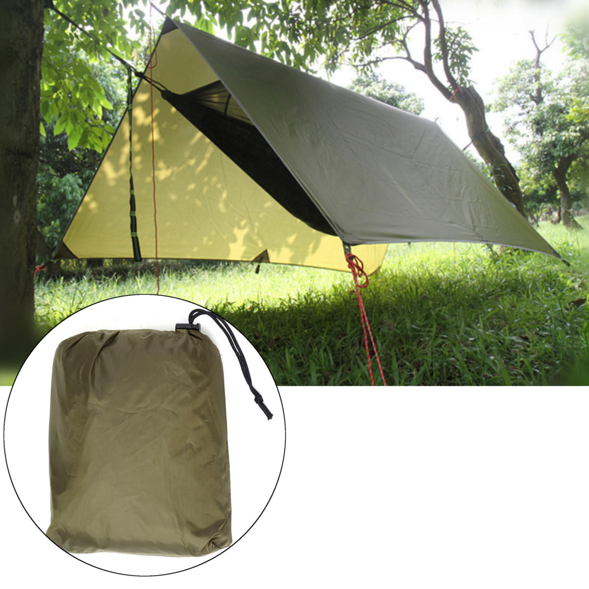 Outdoor Camping Tent Sunshade Canopy Waterproof Anti-UV Beach Hammock Awning Shelter Tarp 