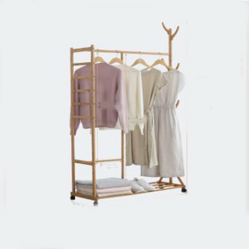 

Bamboo Clothes Shoes Rack Garment Closet Storage Organizer Hanging Rail Shelf