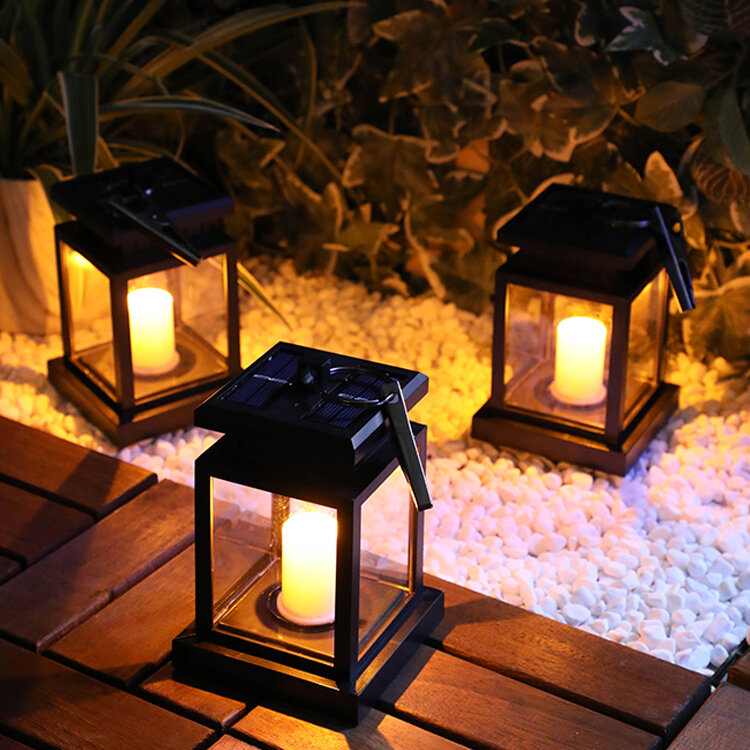 Solar Powered Hanging Lantern LED Solar Candle Lights Outdoor Decorative Path Light Lawn Light for Patio Landscape Tree
