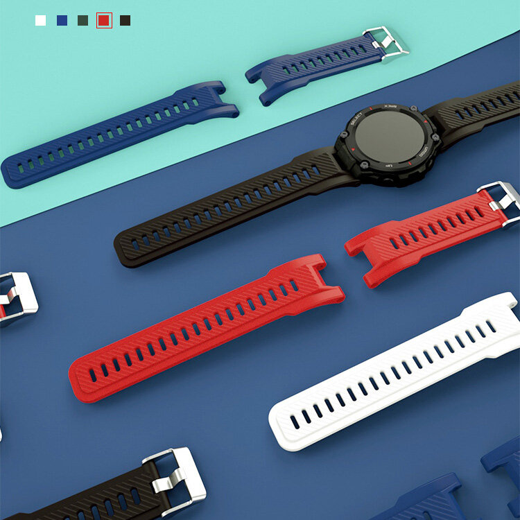 SIKAI Pure Color Sweatproof Soft Vervanging van siliconen horlogeband voor Huami T-Rex / Ares