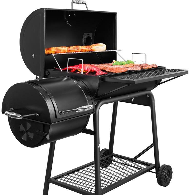 30Inch Charcoal Grill Stainless Steel BBQ Smoker Pit Grill Kebab Stove with Offset Smoker For 5 to 10 People Yard Garden Barbecue