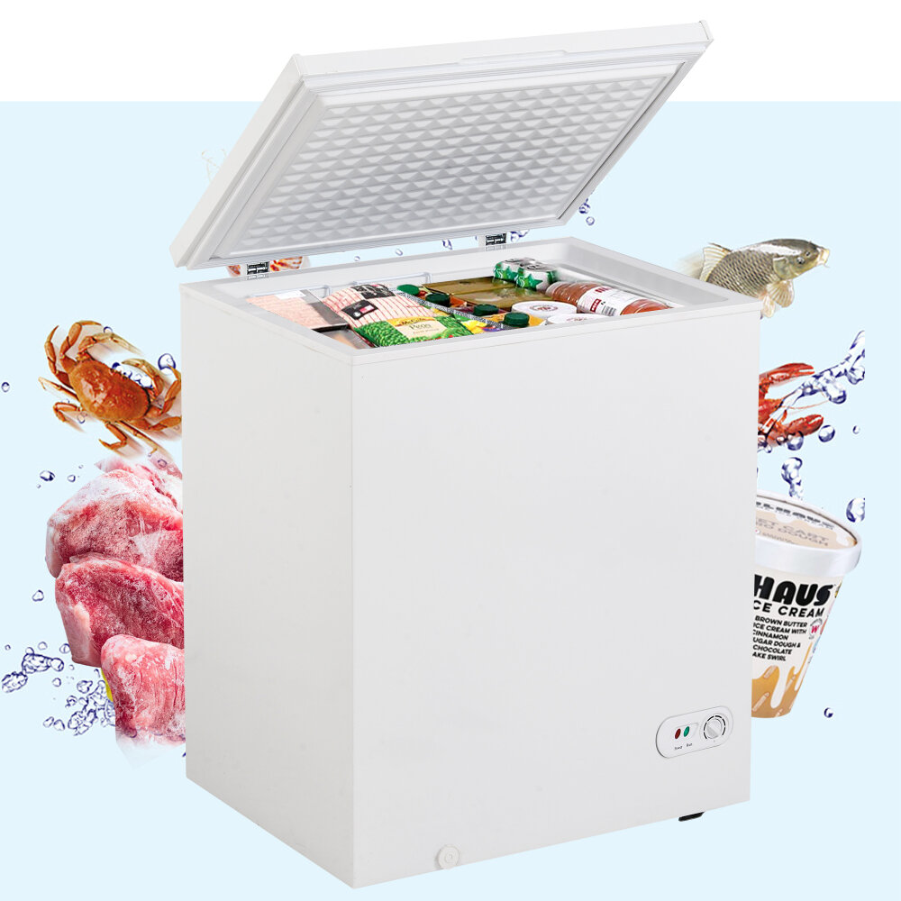 [US Direct] Minicongelador de 5 pies cúbicos Cesta de almacenamiento extraíble 7 configuraciones de temperatura Máquina de congelación para barra de cocina de viaje para vehículos recreativos