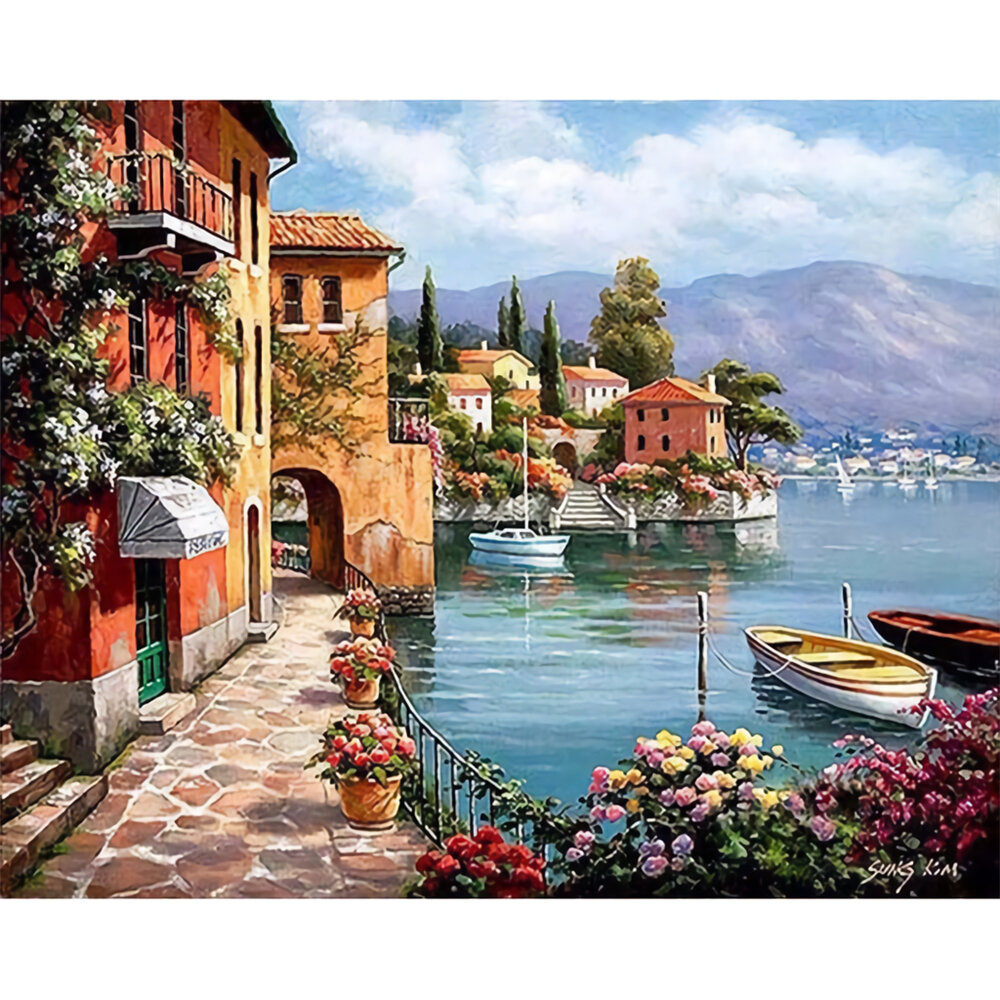 

Frameless DIY Paint By Numbers Harbor Oil Painting 40*50cm Landscape Canvas Painting Home Decor For Living Room Wall Art