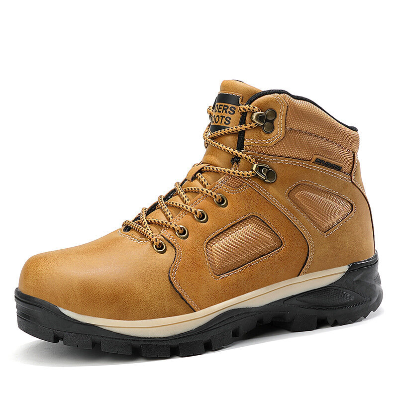 55% OFF on Men Outdoor Waterproof Slip Resistant Leather Hiking Boots