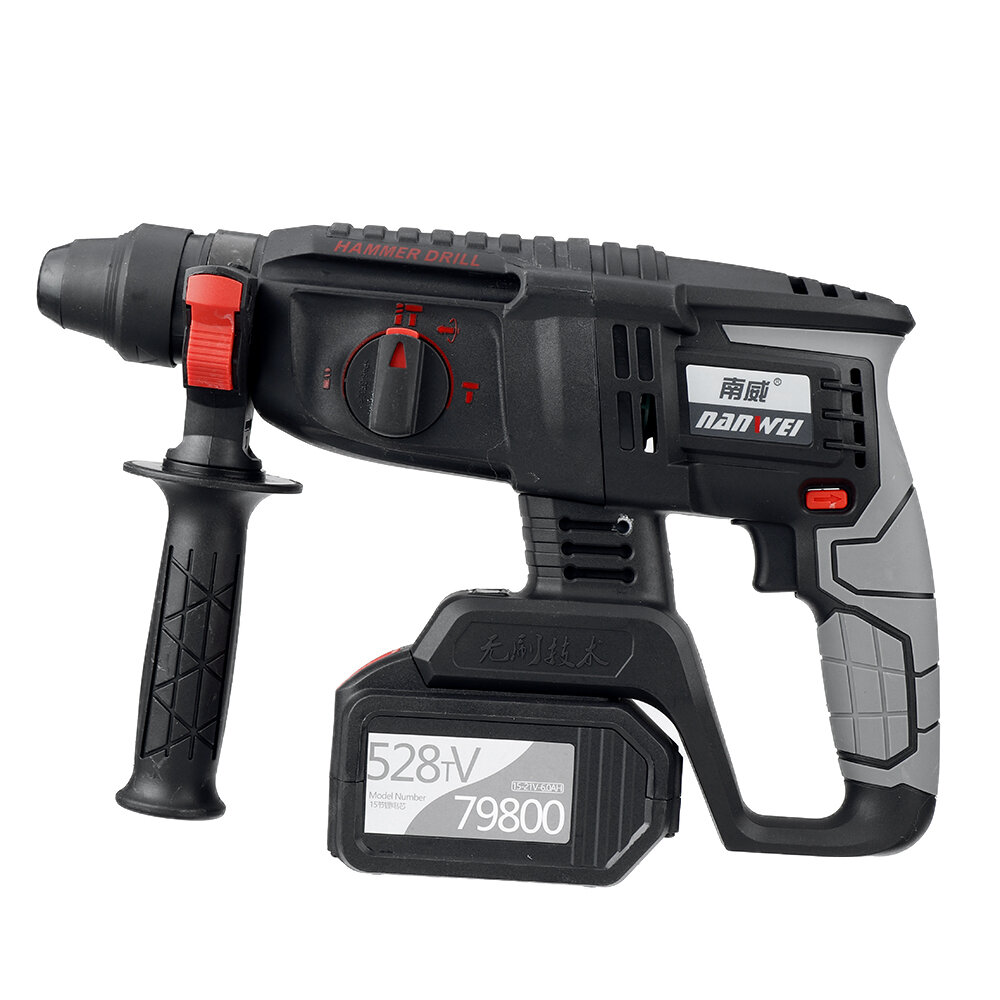 21V NANWEI Power Multifunctional Rotary Electric Cordless Hammer 3 in 1 Electric...