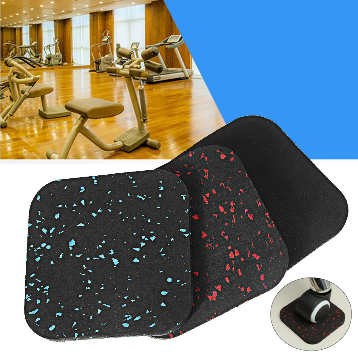100*100*10mm Thick Color Dot Rubber Treadmill Cushion Furniture Foot Mat For Gym