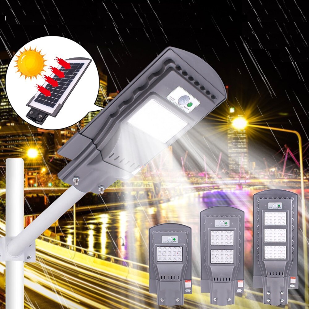 Image of 60W Solar Street Light Dmmerung bis zum Morgengrauen PIR Motion Sensor Path Security Wandleuchte