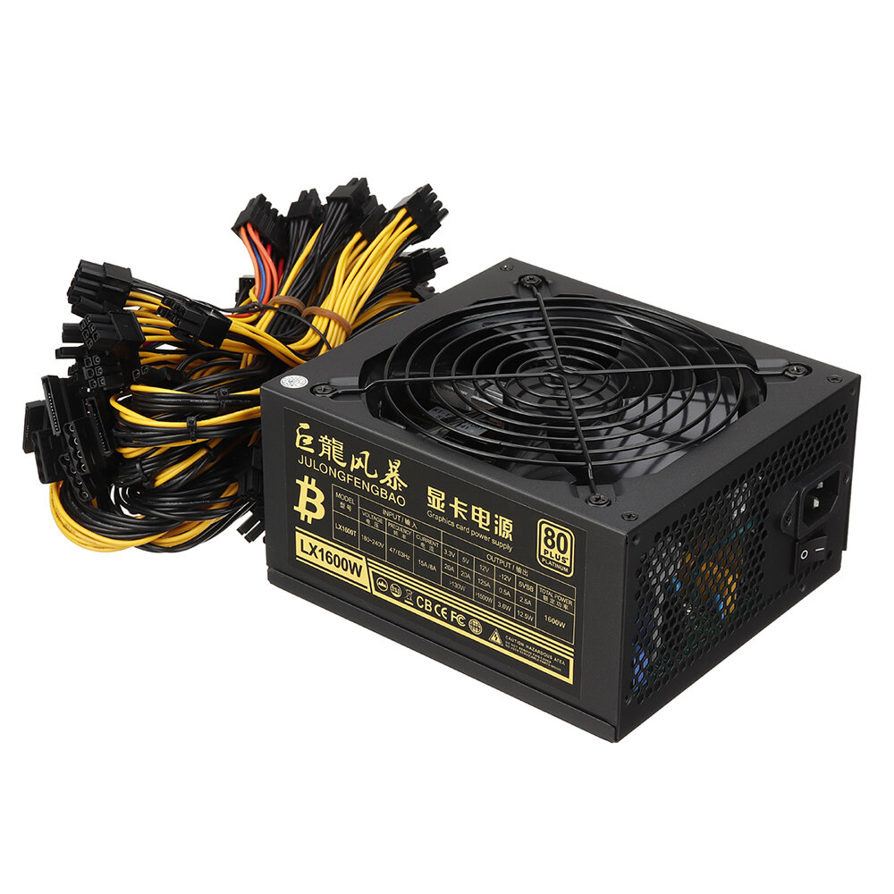 

1600W Miner Graphics Card Power Supply For Mining 180~240V 80Plus Platinum Certified ATX PSU