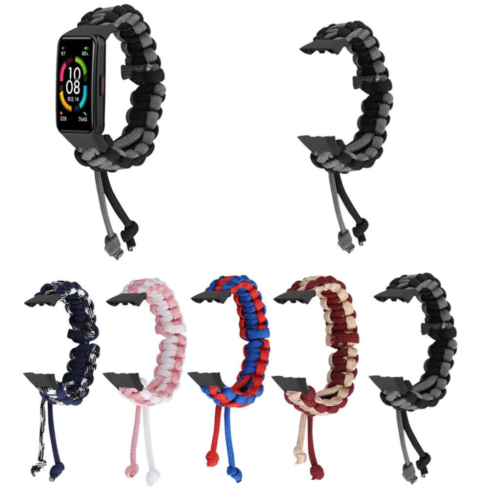 Adjustable Nylon Rope Weave Watch Band Strap Replacement for Huawei Band 6 / 6 Pro / Honor 6