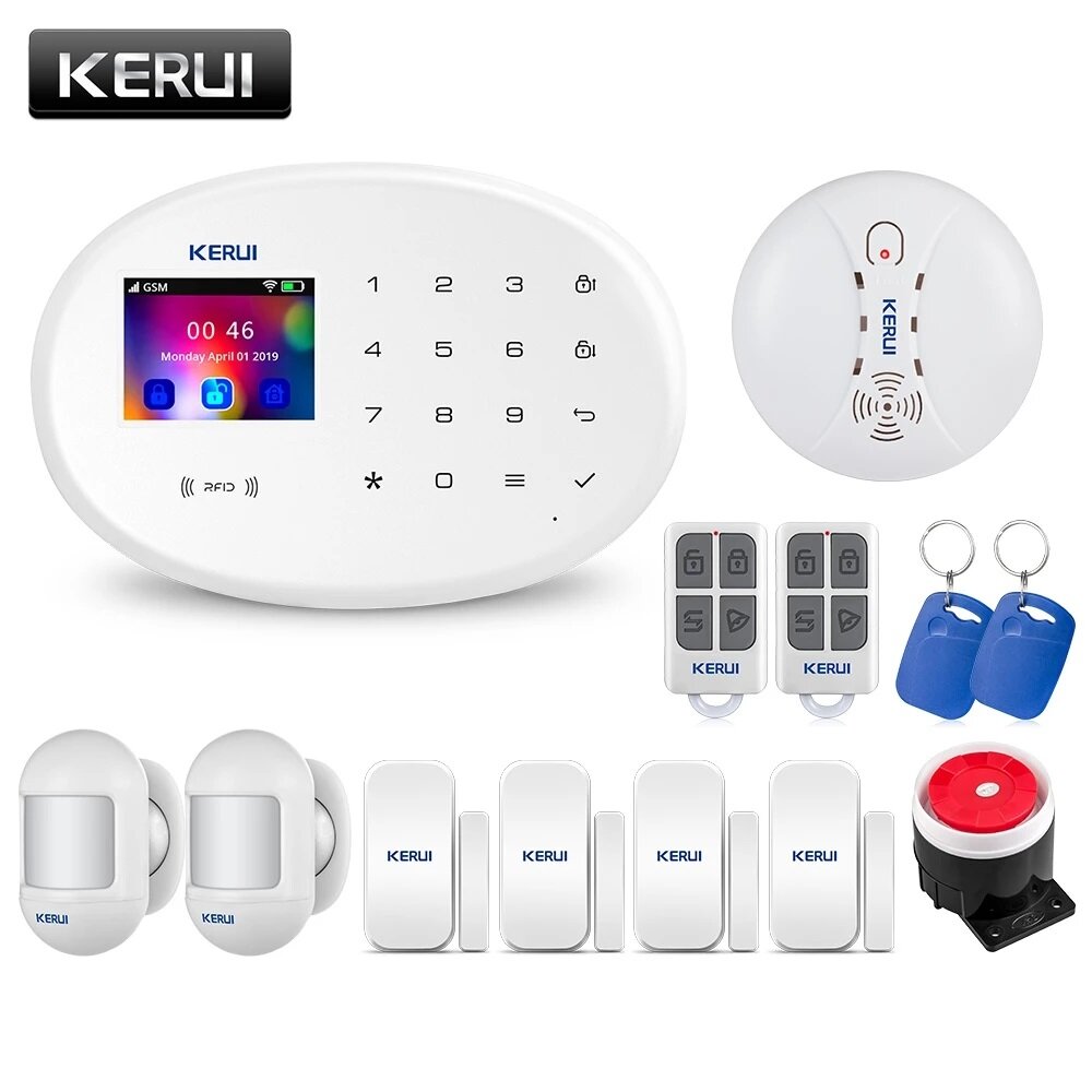 KERUI WIFI GSM Smart Home Security Alarmsysteem met 2.4 Inch TFT Touch Panel APP Controle Draadloze 