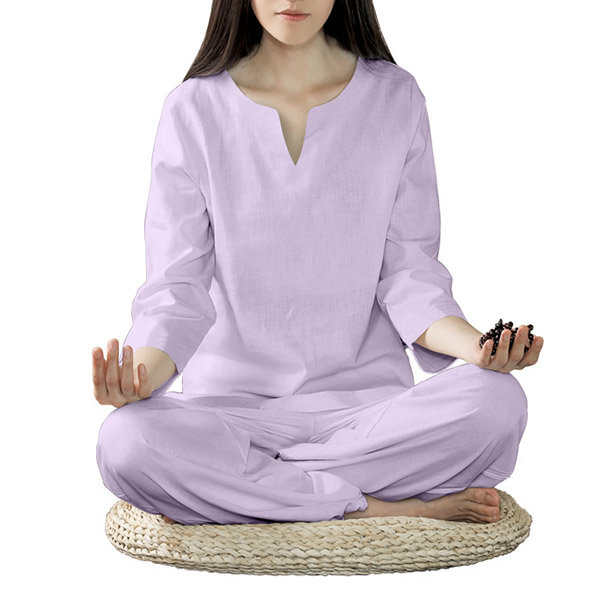 Women Yoga Suit Cotton Linen Meditation Clothing Set Lady Dance Fitness Clothes...
