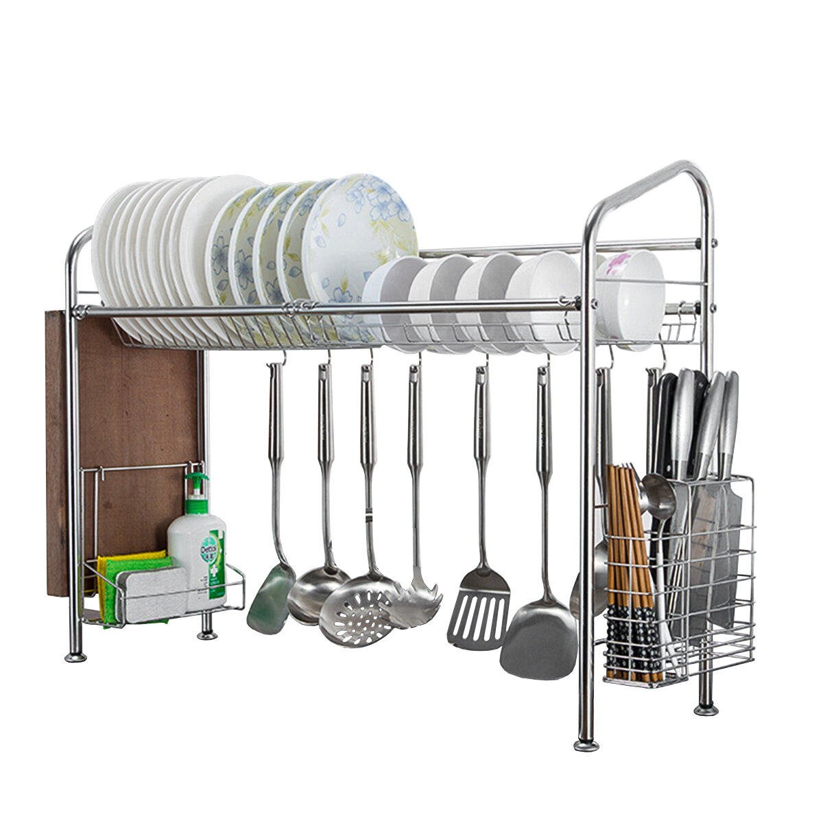 

Dish Drying Storage Drain Rack Stainless Steel Kitchen Holder Over Sink 1 Tier