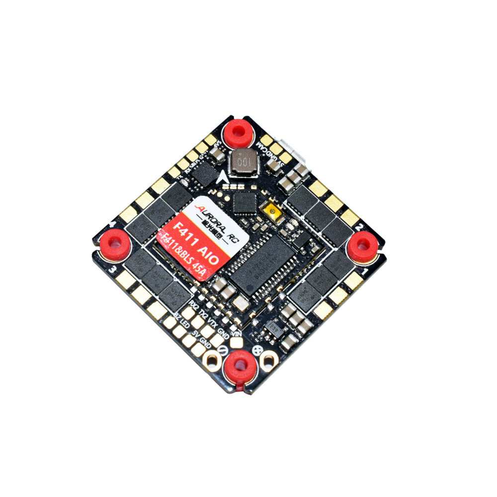 

25.5x25.5mm AuroraRC F411 F4 Flight Controller MPU6500 AIO 45A BLheli_S 2-6S 4in1 Brushless ESC for RC Drone FPV Racing