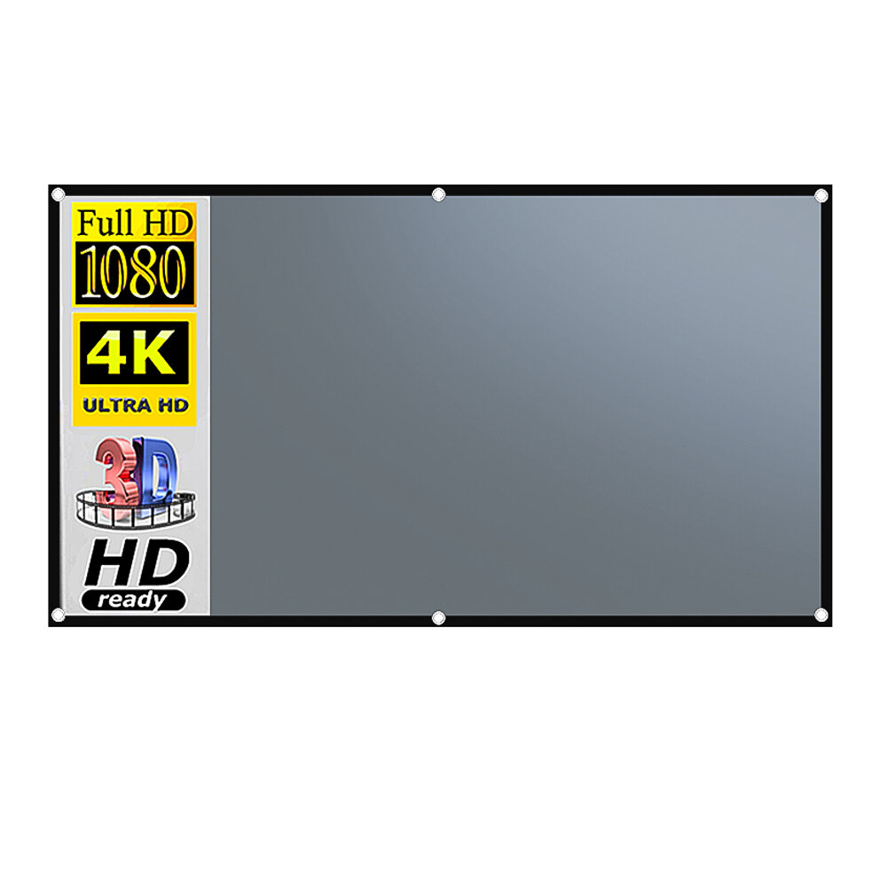

MIXITO Metal Anti-Light Projector Screen60/72/84/92 Inch Black Side HookAnti-reflective Gain Screen Outdoor 4K 3D Si