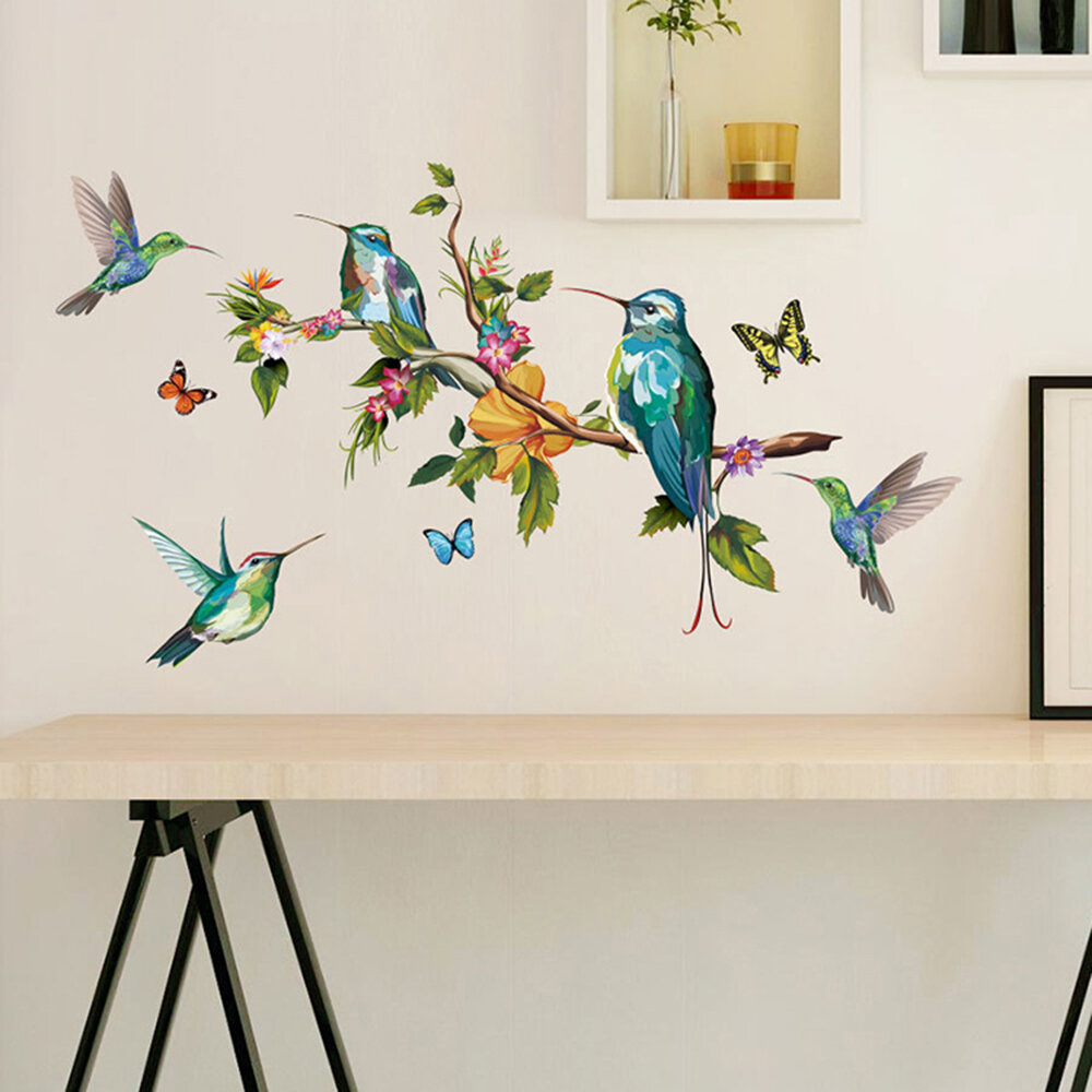 Kleurrijke Vogels En Takken Patroon zelfklevende Slaapkamer Woonkamer Sticker Wall Art Home Decor