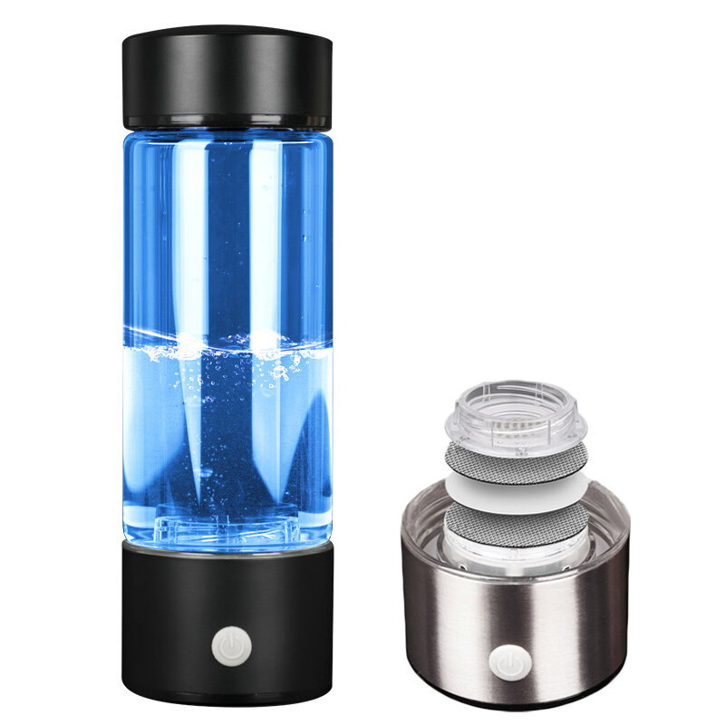 Ionizador de agua rica en hidrógeno IPRee® 450ml Generador de tazas Botella de vidrio Taza Botella de agua de vidrio con carga USB