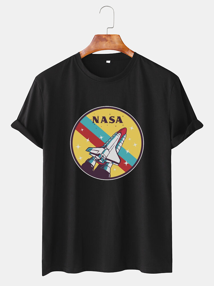Heren NASA Cartoon ronde hals ademende casual T-shirts