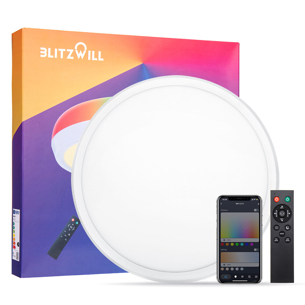 BlitzWill® BW-CLT2 LED Smart Ceiling Light 40cm with Main Light and RGB Atmosphere Light 2700-6500K Adjustable Temperatu