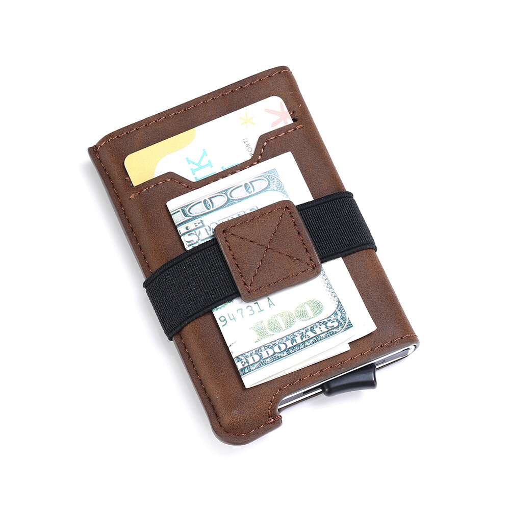 

Retro PU Leather Money Wallet Large Capacity Anti Theft Credit Card Holder RFID Blocking Combined Type Business Cash Poc