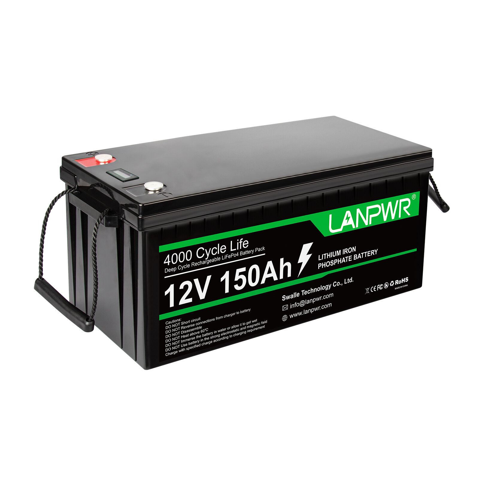 [EU Direct] LANPWR 12V 150Ah LiFePO4 Batteriepack mit 1920Wh Lithium-Batterie, integriertem 100A BMS und IP65 wasserdicht, um die meisten Backup-Stromquellen, Heimspeicher und Off-Grid-Systeme zu ersetzen.