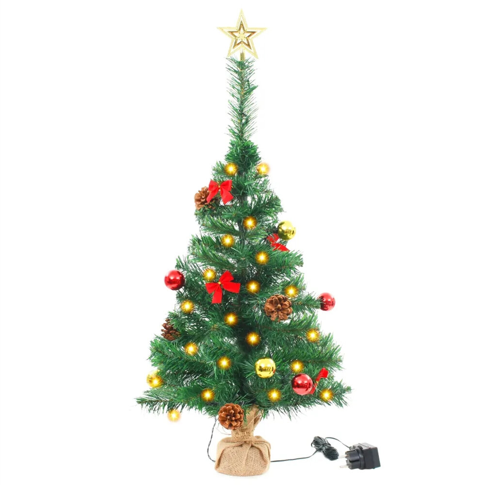Artificial Christmas Tree with 20 LEDs, Easy Assembly Premium Spruce with Metal Stand and 60 Branchs for Home,Office,Par