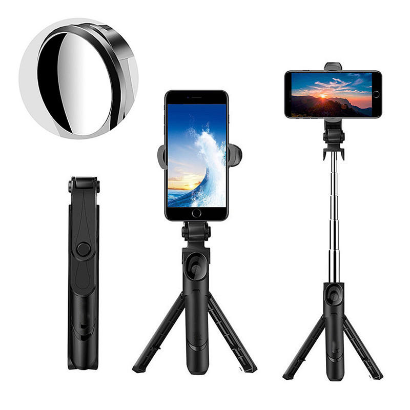 

Bakeey XT09S Extendable Rotation bluetooth Remote Tripod Selfie Stick With Mirror for Live Sport Cell Phone